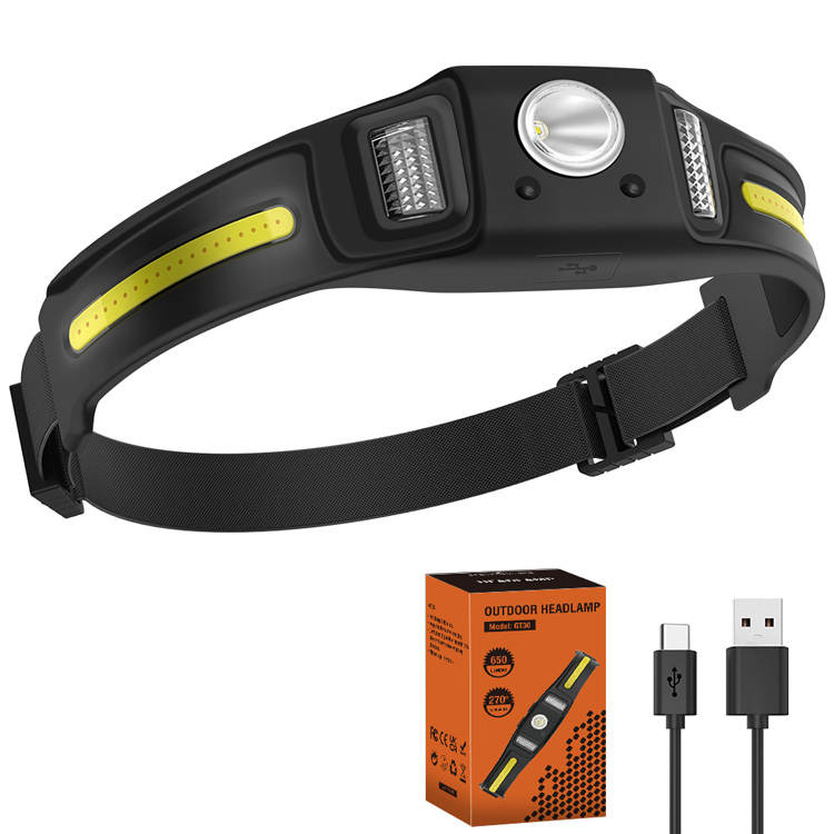 LED headlamp. Rechargeable XPG+COB-650 LUMENS